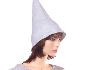 Wizard Hat Gray Pointed Gnome Cap Oversized Brimless Cosplay Adult Men Women Ready to Ship Costume Headwear