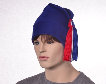 Blue Liberty Cap Red White Blue Tassel Phrygian Hat 4th of July French Revolution Adult Men Women Cosplay