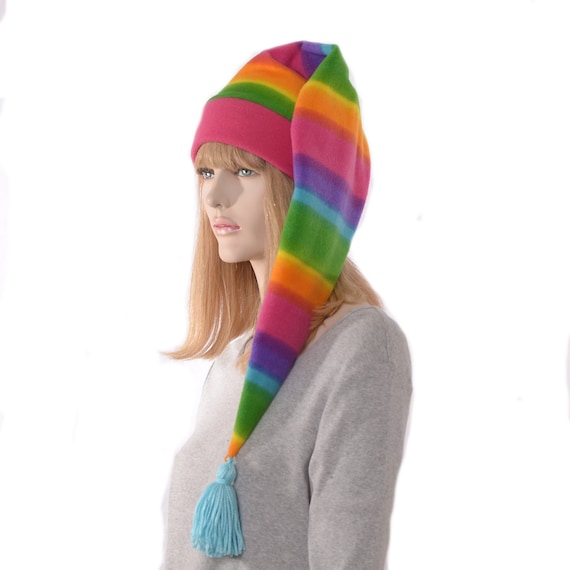 Neon Rainbow Long Stocking Cap Blue 