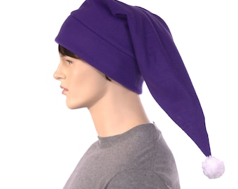 Elf Hat Purple Long Tail Pointed White Pompom Stocking Cap Cosplay Adult Men Women Cosplay