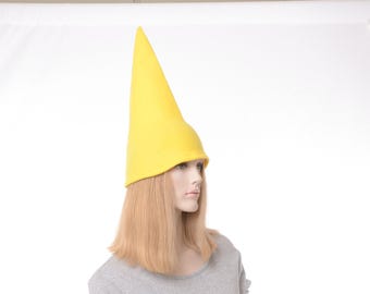 Yellow Gnome Hat Tall Pointed Costume Wizard Cap Elf Cap Adult Men Women Cosplay Holiday Elf Cap