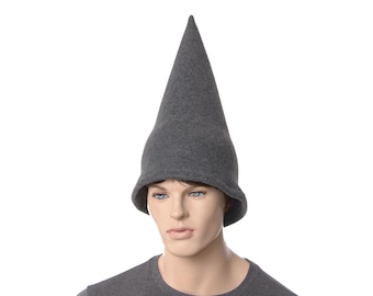 Oversized Gnome Hat Charcoal Gray Extra Wide Bell Brimless Cosplay Adult Men Women Garden Fantasy Costume Fae Made of Fleece