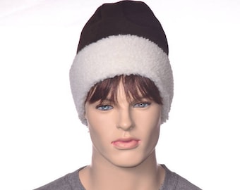 Beanie Hat Sherpa and Brown Fleece Four 