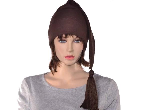Brown Stocking Cap Long Pointed Hat 