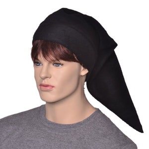Black Elf Hat Adult Unisex Goth Costume Pointed Stocking Cap Long Fleece Dark Goth Men Women Cosplay Minion Ghoul