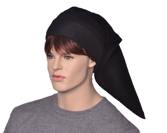Black Elf Hat Adult Unisex Goth Costume Pointed Stocking Cap Long Fleece Dark Goth Men Women Cosplay Minion Ghoul