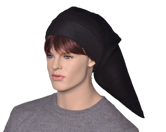 Black Elf Hat Adult Unisex Goth Costume Pointed Stocking Cap Long Fleece Dark Goth Men Women Cosplay