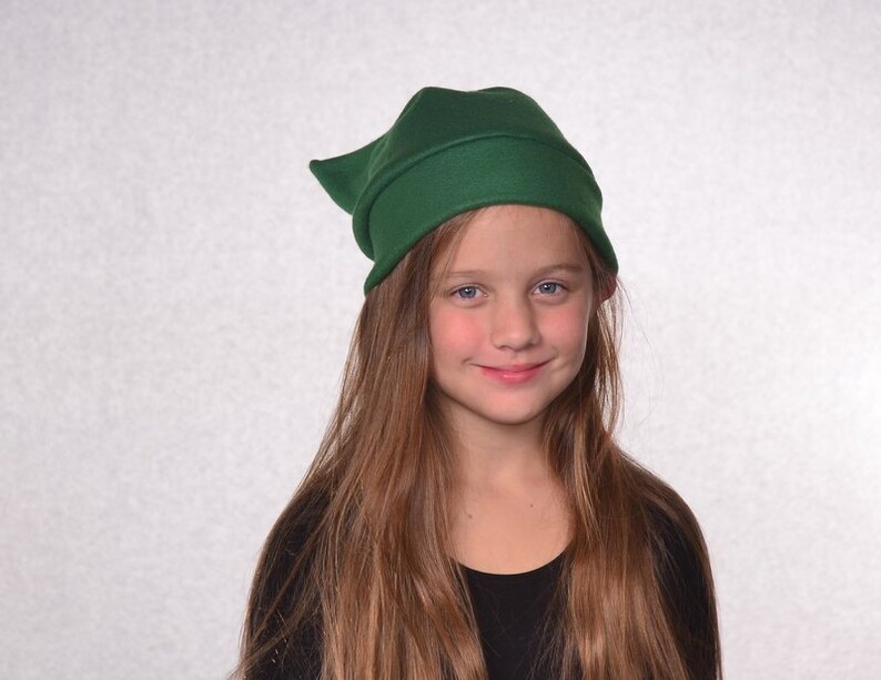 Dark Green Elf Hat Childs Halloween Costume Stocking Cap Kids Etsy