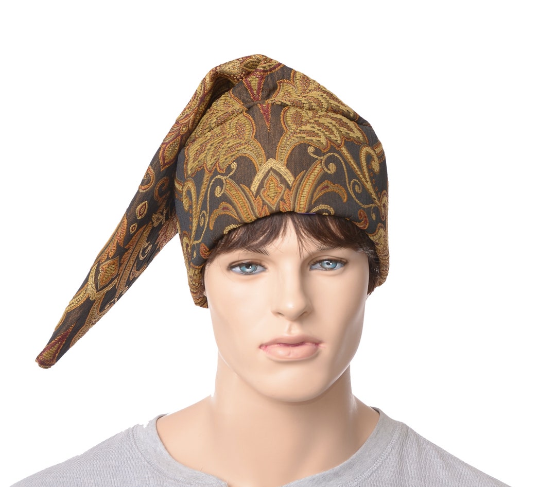 Wizard Hat Tapestry Black Gold Red Pointed Hat Adult Men Women Conjurer Sorcerer Cosplay Fantasy ...
