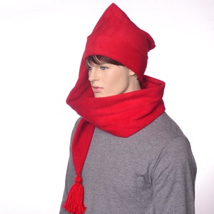 Extra Long Stocking Cap Red Adult Men Women Scarf Hat 5 Foot Long Tail Hat with Tassel Tail Hat image 2