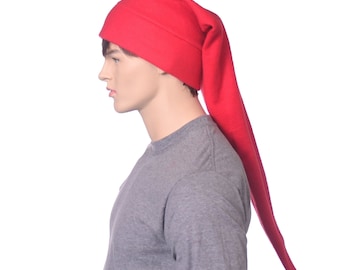 Elf Hat Stocking Cap Red Extra Long  Waist Length Pointed Beanie Adult Women Man Christmas Cosplay