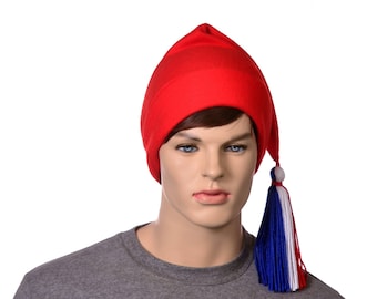 Red Phrygian Cap Liberty Hat Fleece Tri-Color Tassel Revolution Adult Men Women Unisex Cosplay