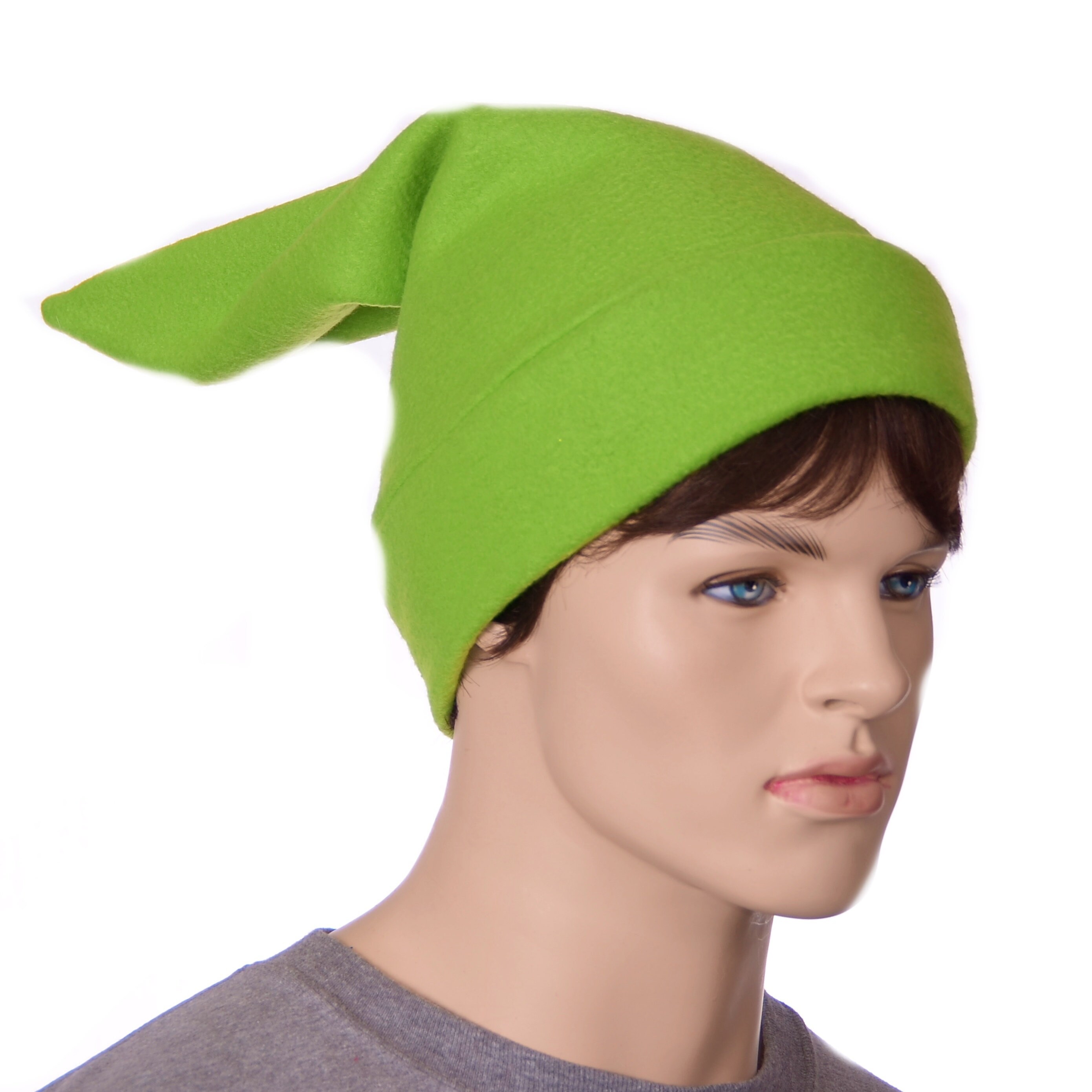 Elf Hat Green Pointed Fleece Stocking Cap Ogre Dwarf Cap Long Pointed