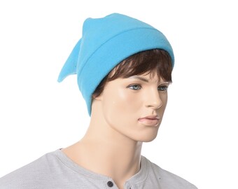 Elf Hat Turquoise Fleece Pointed Beanie Dwarf Cap Sock Hat
