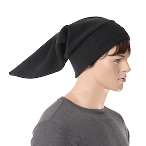 Elf Hat Pointed Black Fleece Stocking Cap Adult Men Women Fantasy Ren Faire