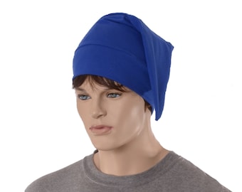 Night Cap Royal Blue Pointed Sleep Hat  Unisex Adult Men Women Cotton Nightcap Hat to Sleep