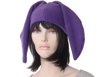 Custom for Meow Jester Hat  Purple Made of Fleece Harlequin Cap Two Pointed