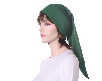 Long Elf Hat Dark Green Adult Mens Womens Costume Pointed Stocking Cap Forest Wood Dwarf Cosplay