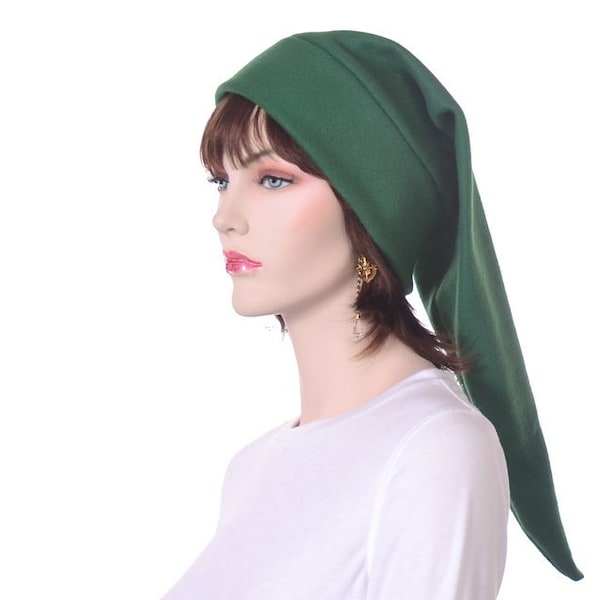 Long Elf Hat Dark Green Adult Mens Womens Costume Pointed Stocking Cap Forest Wood Dwarf Cosplay