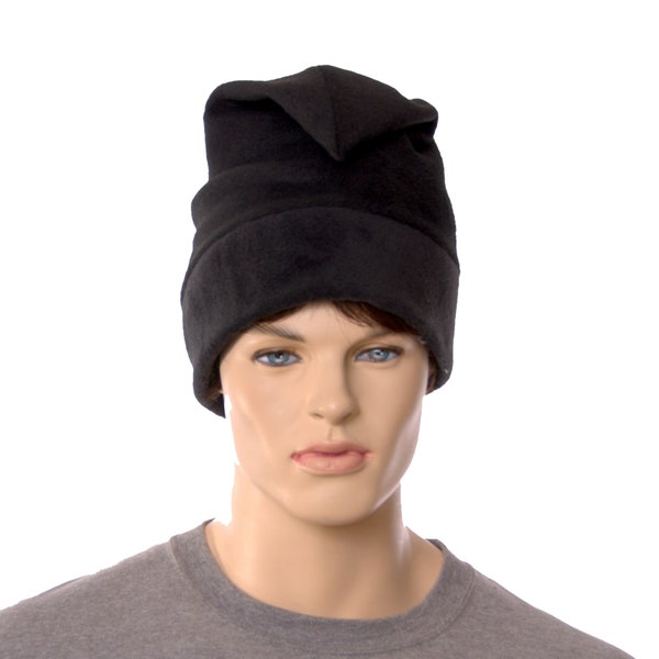 Phrygian Cap Black Made of Fleece Liberty Cap Pointed Beanie Cosplay Adult Men Women Elf Hat