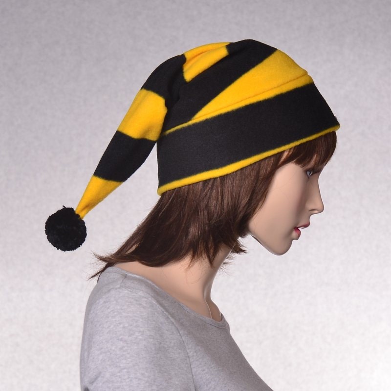 Stocking Cap and Gold Striped Unisex Adult Mens Women Hat Fleece With
