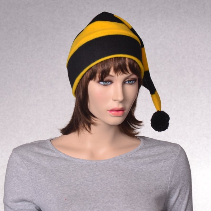 Stocking Cap and Gold Striped Unisex Adult Mens Women Hat Fleece With
