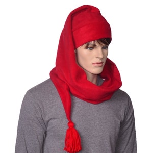 Extra Long Stocking Cap Red Adult Men Women Scarf Hat 5 Foot Long Tail Hat with Tassel Tail Hat image 1