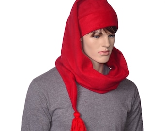 Extra Long Stocking Cap Red Adult Men Women Scarf Hat 5 Foot Long Tail Hat with Tassel Tail Hat