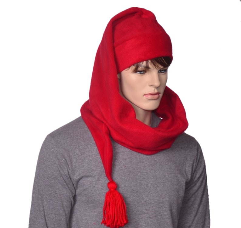 Extra Long Stocking Cap Red Adult Men Women Scarf Hat 5 Foot Long Tail Hat with Tassel Tail Hat image 1