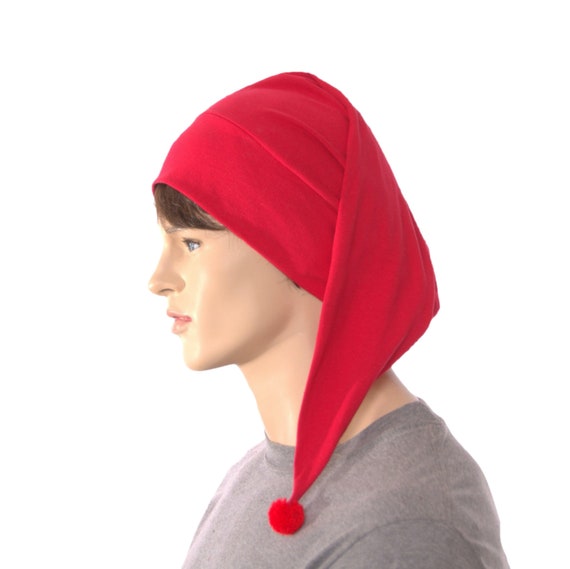 Bonnet de nuit rouge coton Union costume bonnet de nuit sommeil chapeau  pompon vacances pyjamas fait à la main adulte homme femme -  France