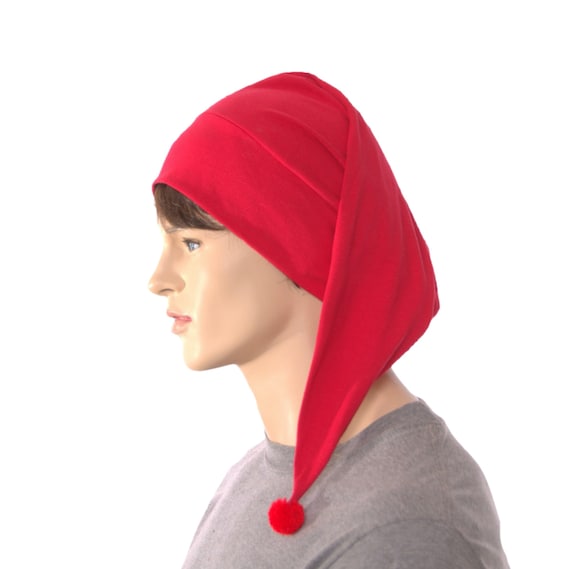 Bonnet de nuit rouge coton Union costume bonnet de nuit sommeil chapeau  pompon vacances pyjamas fait à la main adulte homme femme -  France