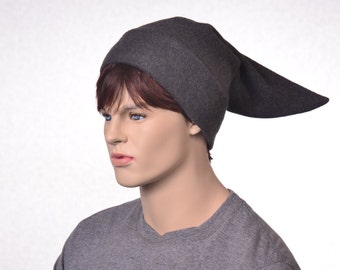 Elf Hat Gray Pointed Tail Short Stocking Cap Costume Hat Charcoal Adult Cosplay