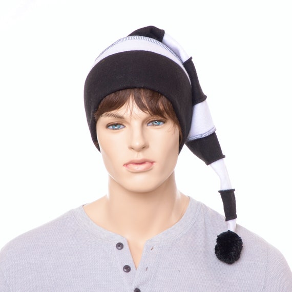 Black White Stripe Stocking Cap Hat 