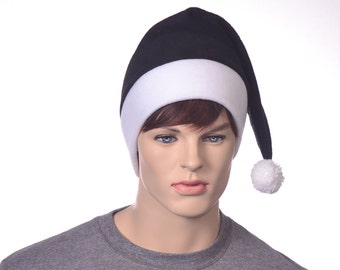 Stocking Cap Black White Headband Long Pointed Elf Adult Men Women Goth Christmas Hat  Santa