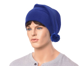 Stocking Cap Royal Blue Tail Hat Men Women Adult Pompom Beanie Pointed Elf Fleece  Warm Winter Hat Cosplay Warm Winter Hat Cosplay