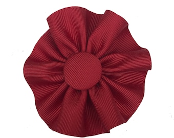 Cockade Dark Red Ribbon Rosette Hat Trim Brooch Loyalist Rosette Cosplay Lapel Pin