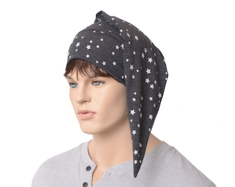 Night Cap Celestial Star on Charcoal Gray Pointed Handmade Nightcap Adult Men Women