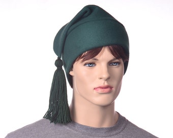 Dark Green Stocking Cap Fleece Tassel Unisex Adult Men Women Hat Pointed Hat Phrygian Liberty Style Elf Hat