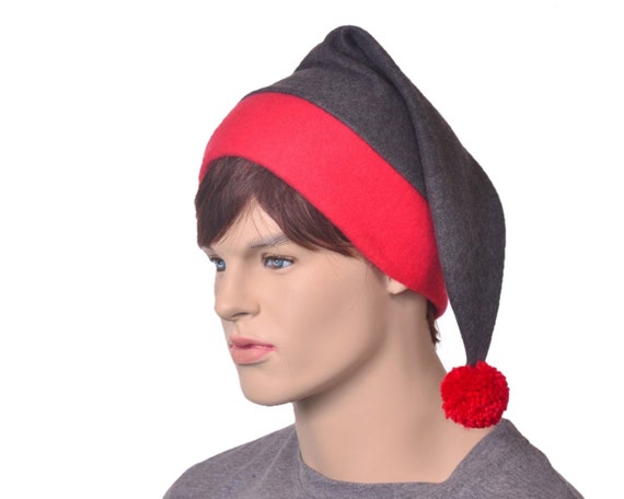 Red Gray Stocking Cap Mens Womens Hat 