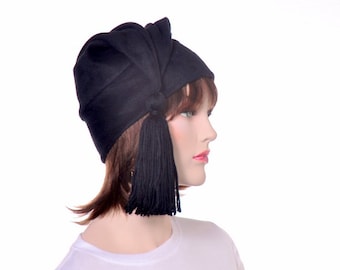 Black Phrygian Cap Tassel Liberty Hat Fleece Mens Women Unisex Handmade