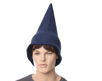 Gnome Hat Navy Blue Oversized Extra Wide Bell Brim Cosplay Adult Men Women Garden Fantasy Costume Fae Fleece