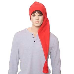 Extra Long Stocking Cap Red Tassel Traditional Santa Hat Long Tail Hat Fleece Adult Men Women Warm Winter Hat
