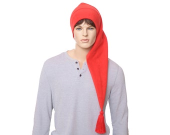 Extra Long Stocking Cap Red Tassel Traditional Santa Hat Long Tail Hat Fleece Adult Men Women Warm Winter Hat