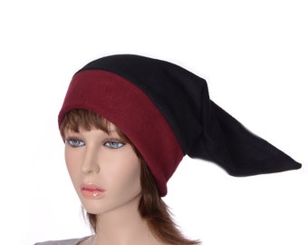 Elf Cap Pointy Stocking Hat Black Burgundy Maroon Long Pointed Adult Mens Hat Women Cosplay