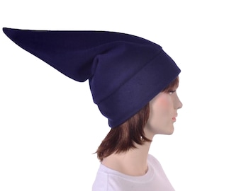 Elf Cap Navy Blue Stocking Hat Pointed Beanie Hat Adult Pointy Fleece Cosplay Adult Men Women Cosplay Dwarf Hat
