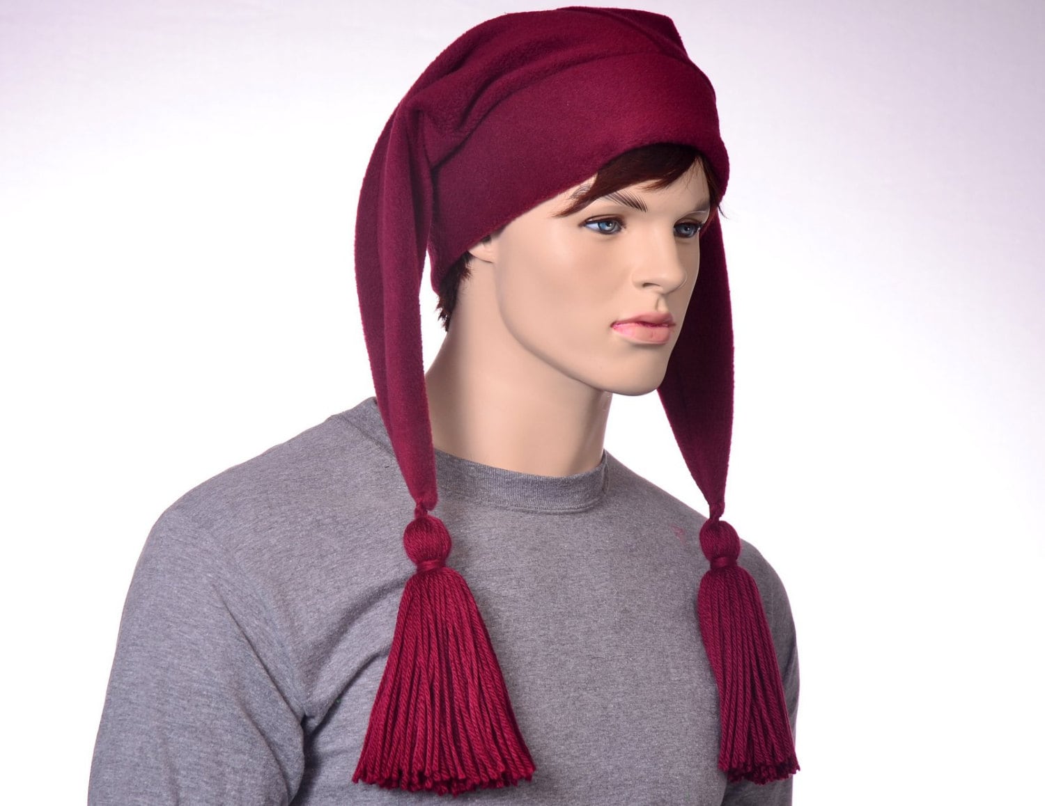 Maroon Jester Hat Two Point Burgundy 