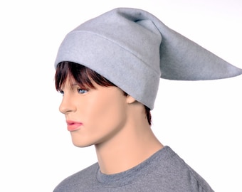 Elf Hat Traditional Gray Pointy Cap Men Women Pointed Beanie Dove Grey Dwarf Caps Adult Cosplay Fleece Soft
