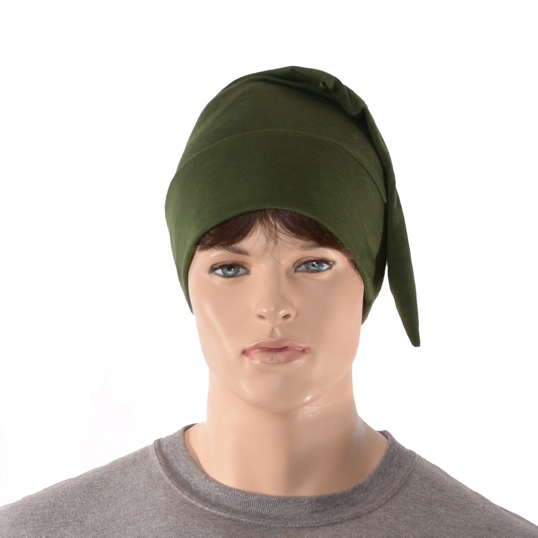 Cotton Sleep Cap Dark Olive Green Traditional Point Nightcap Etsy