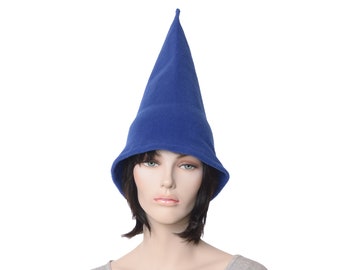 Gnome Hat Royal Blue Oversized Extra Wide Bell Brim Fleece Cosplay Adult Men Women Garden Fantasy Costume Fae