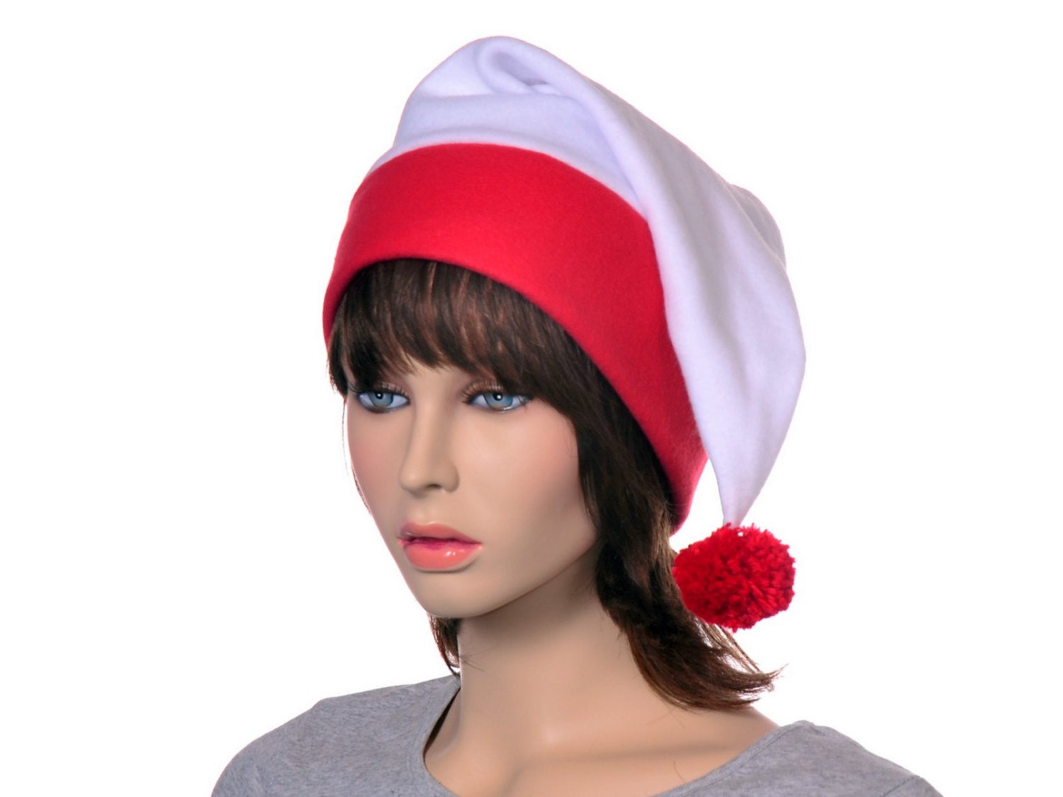 red and white stocking caps
